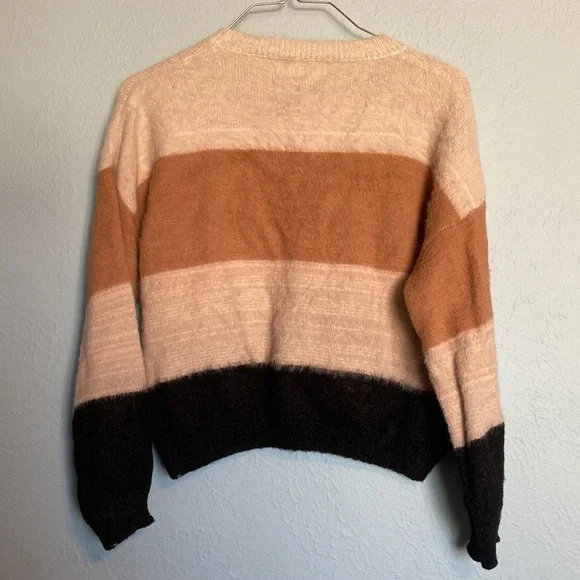 Princess Polly Women's Size S/M Striped Knit Pullover Sweater Brown Tan Black - Picture 5 of 10
